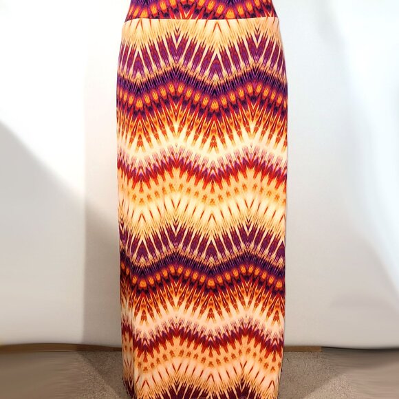 A.N.A. A New Approach Orange Peach Purple Tie-Dye Stretch Knit Maxi Skirt sz 2X - Picture 1 of 6